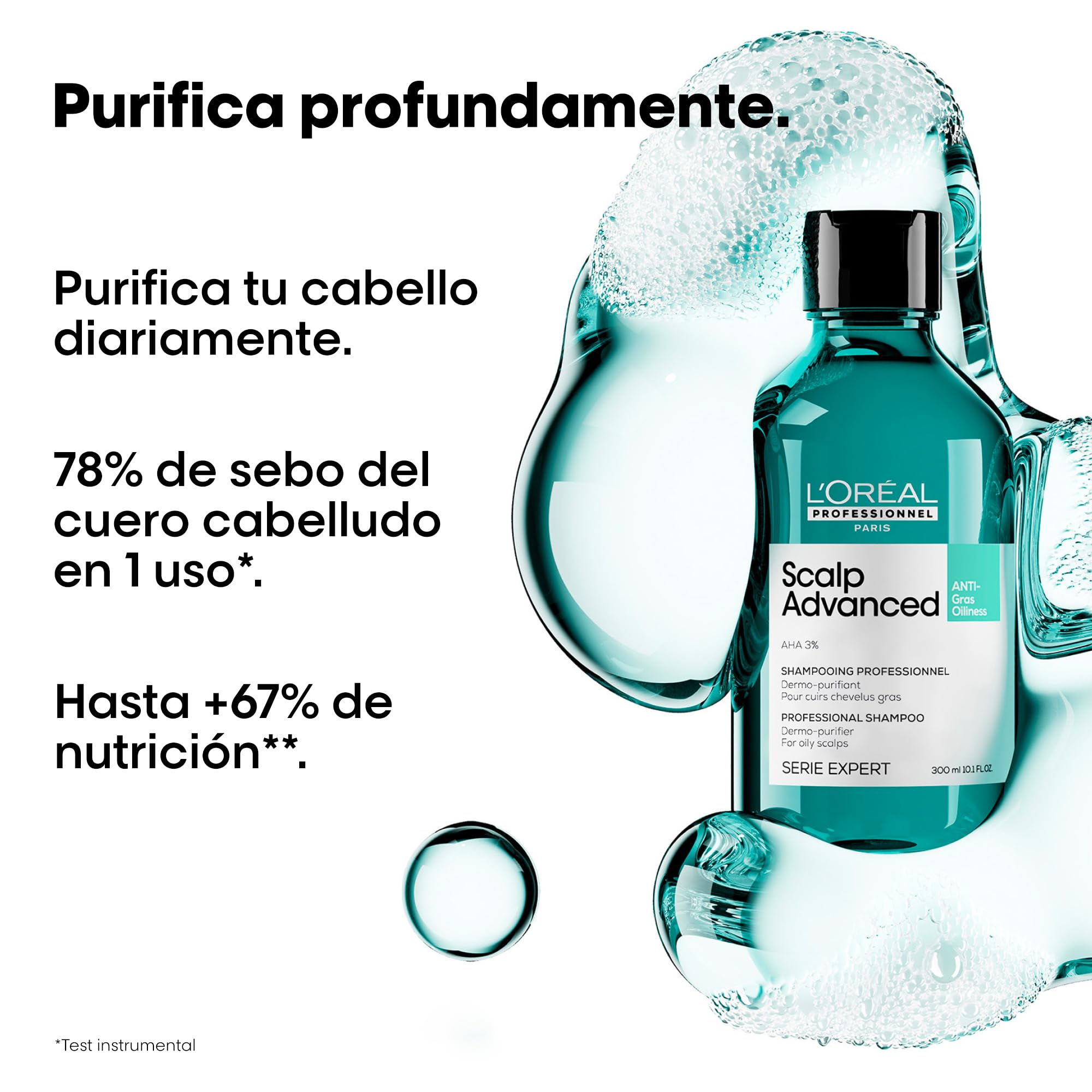 L'Oréal Professionnel Haarshampoo zur Reinigung fettiger Kopfhaut, Scalp Advanced, Anti-Oiliness Dermo-Purifier Shampoo, 300 ml - Image 2