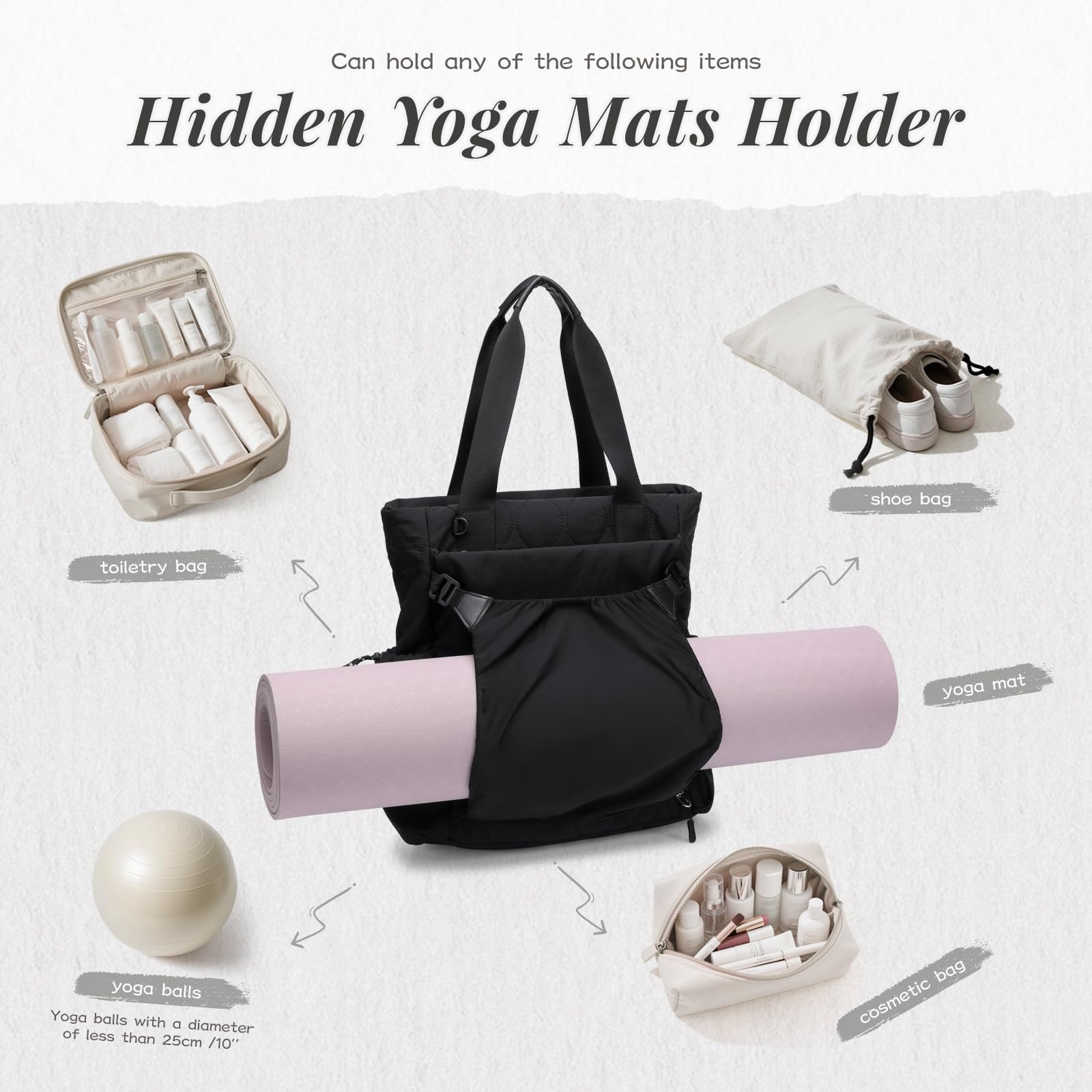 GOLF SUPAGS Sac à Dos Convertible pour Ordinateur Portable Femme, Rangement pour Tapis de Yoga, Sac de Yoga pour Femme, Sac de Fitness Sport, pour les Voyages, Fitness, Yoga et Travail