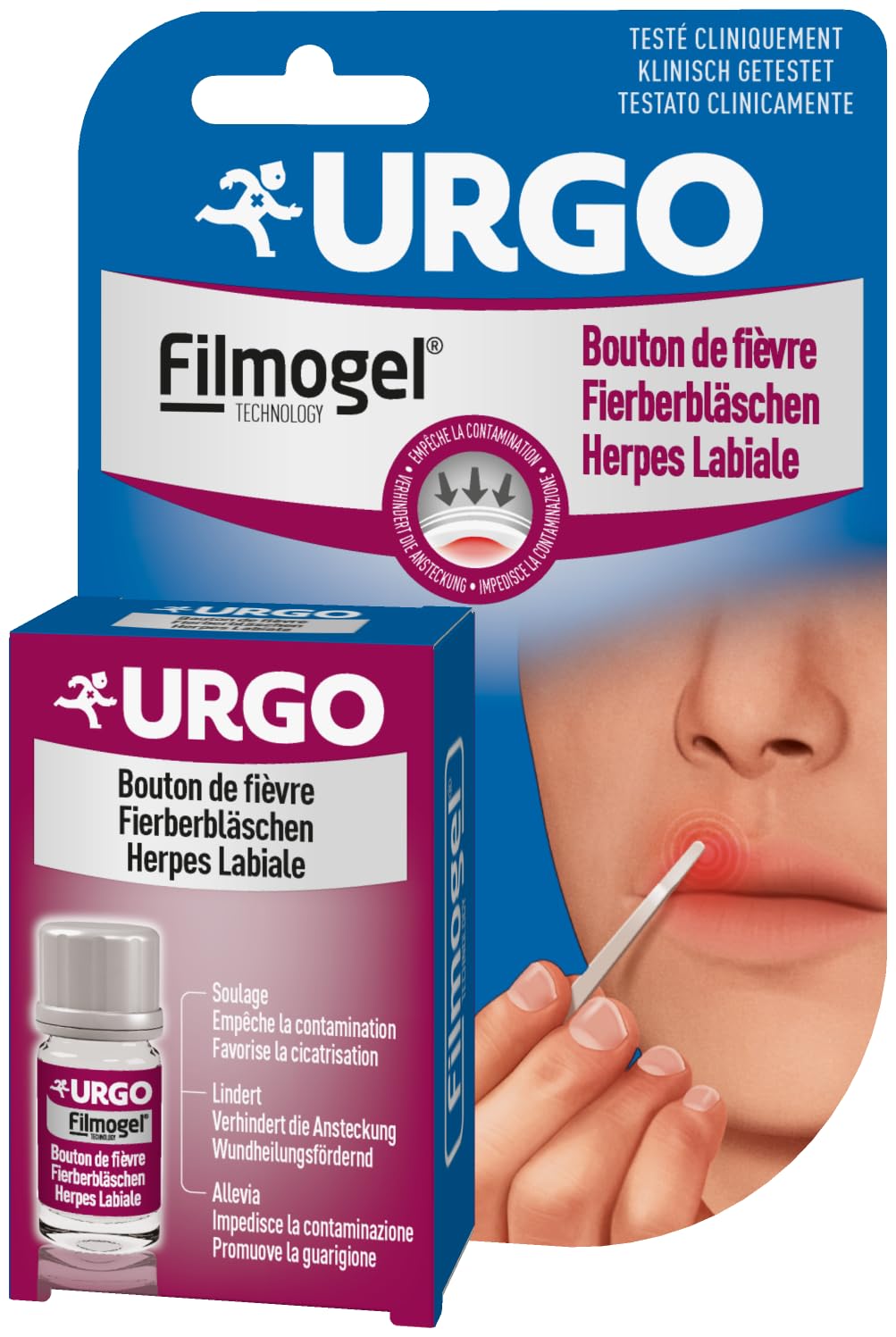 Urgo Fieberbläschen Filmogel : Lippenherpes - Bildet einen isolierenden Schutzfilm - Verhindert die Ansteckung - Klinisch getestet - ab 6 Jahren - 3 ml