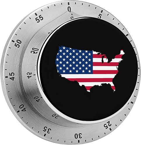 Mapa de la bandera de Estados Unidos Temporizador de cuerda Temporizador de acero inoxidable alarma giratoria mecánica para cocinar aprendizaje