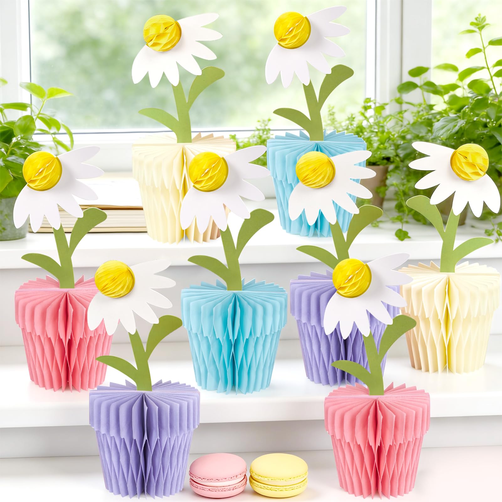 Easy Joy 8 PCS Daisy Honeycomb Centerpieces Blue Purple