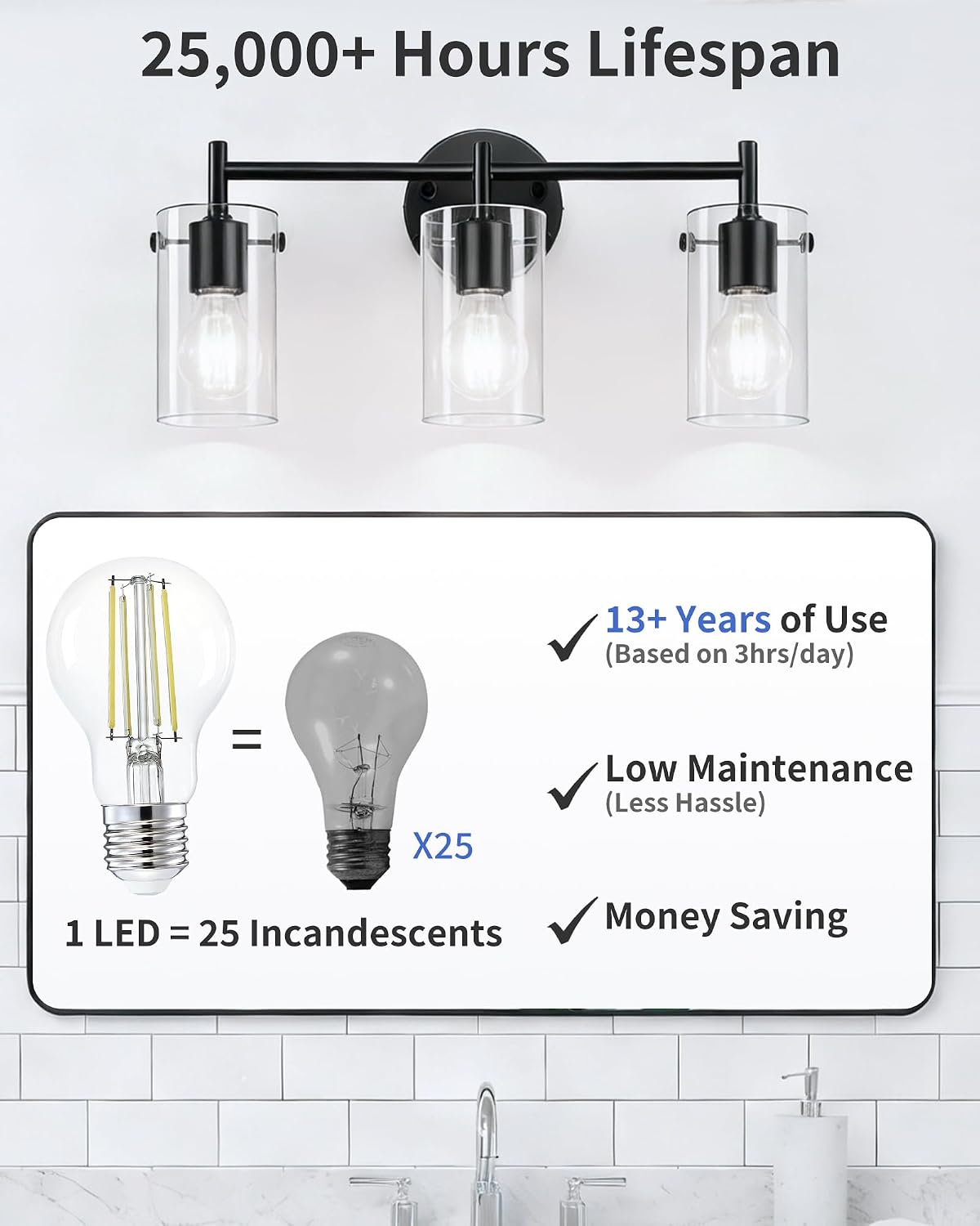 Lafoy LED Edison Bulb 5000K Daylight, Dimmable 60 Watt Equivalent A19 Globe Light Bulbs, Vintage E26 Medium Base Antique Style, 700 Lumen 60W Replacement Bright White, 120V 6 Pack