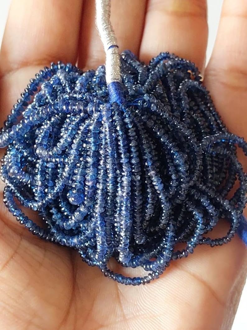 Perline Di Pietra Preziosa Di Zaffiro Naturale Autentico 6-7 Mm Blu - Foto 8