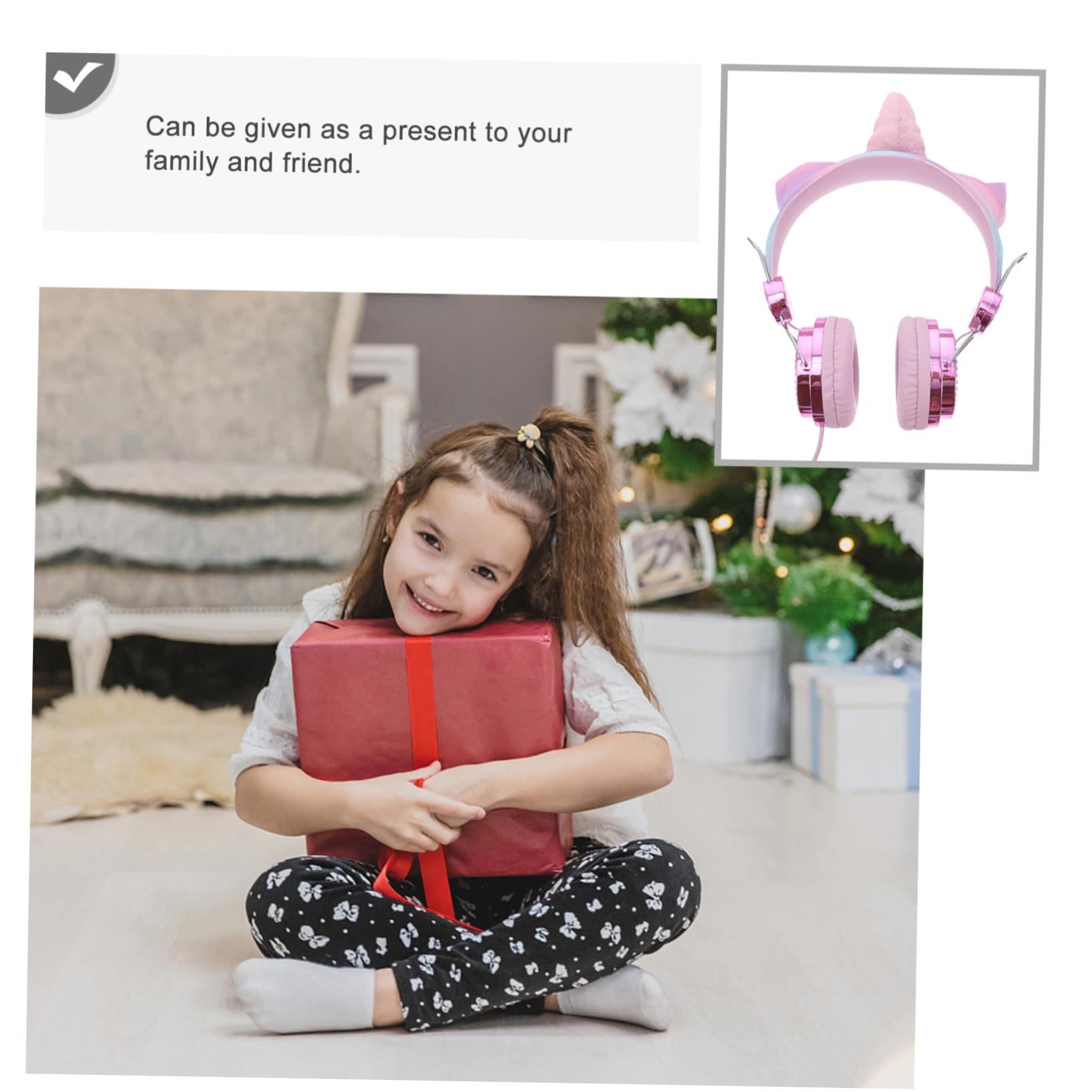 OSALADI 2piezas Auriculares Infantiles con Microfono Forma De Unicornio Diseño De Brillante y Auriculares para Niño Niña para Música y Cómodos y Plegables como