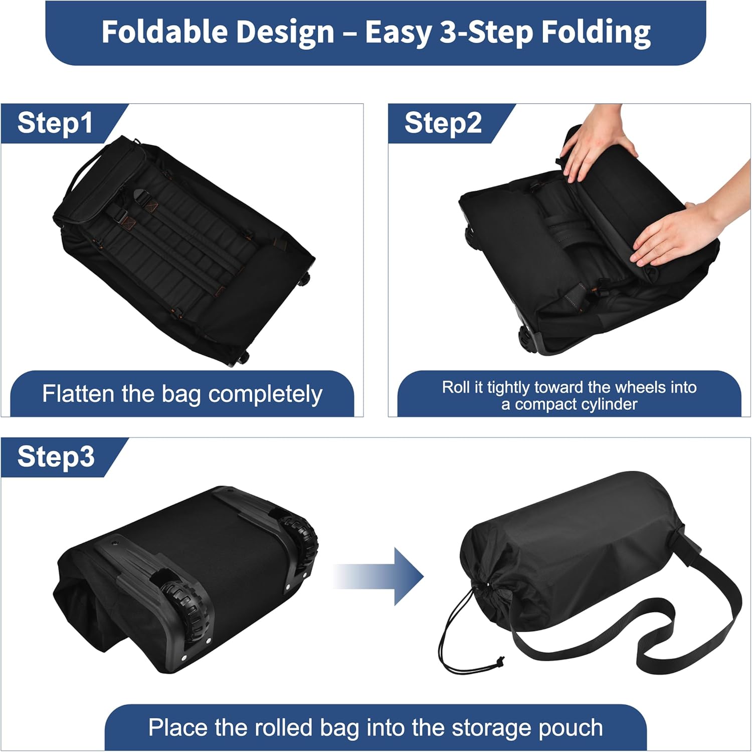 Foldable Rolling Duffle Bag with Wheels - 30" Extra Large Waterproof Travel Backpack with Shoe Compartment, Heavy Duty TSA-Approved Luggage for Men’s Camping, Sports, and Airplane Trips - Image 5