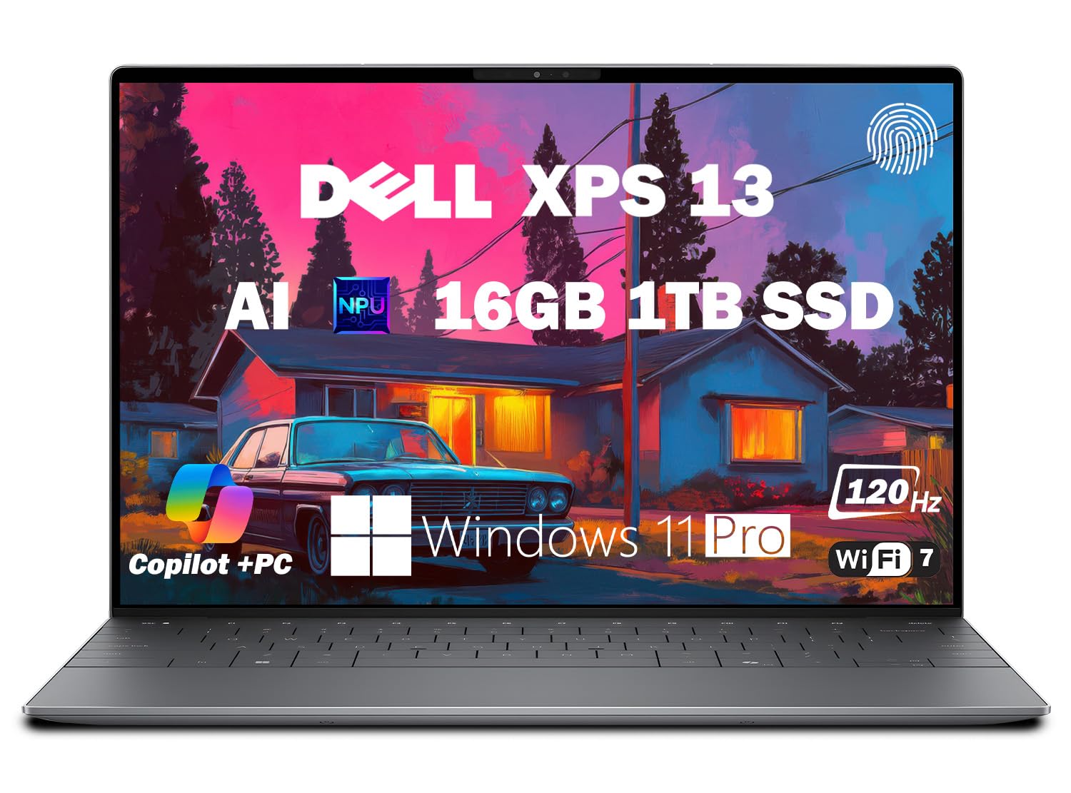 Dell XPS 13 9345 12-Core AI Laptop, 13.4" 2K 120Hz Business Laptop, Snapdragon X Elite, 16GB LPDDR5X RAM, 1TB SSD, Wi-Fi 7, Backlit, Fingerprint Reader, Windows 11 Pro