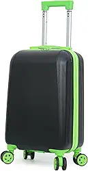 Mala Infantil Escolar/Viagem Com Giro 360º Skeet Resistente Preta e Verde