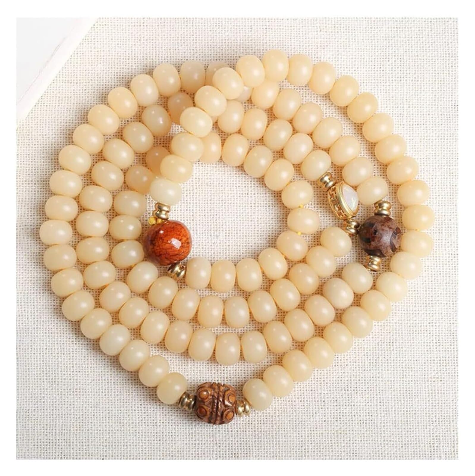 108 Collana con Braccialetto di Perline Bodhi Naturali stagionate