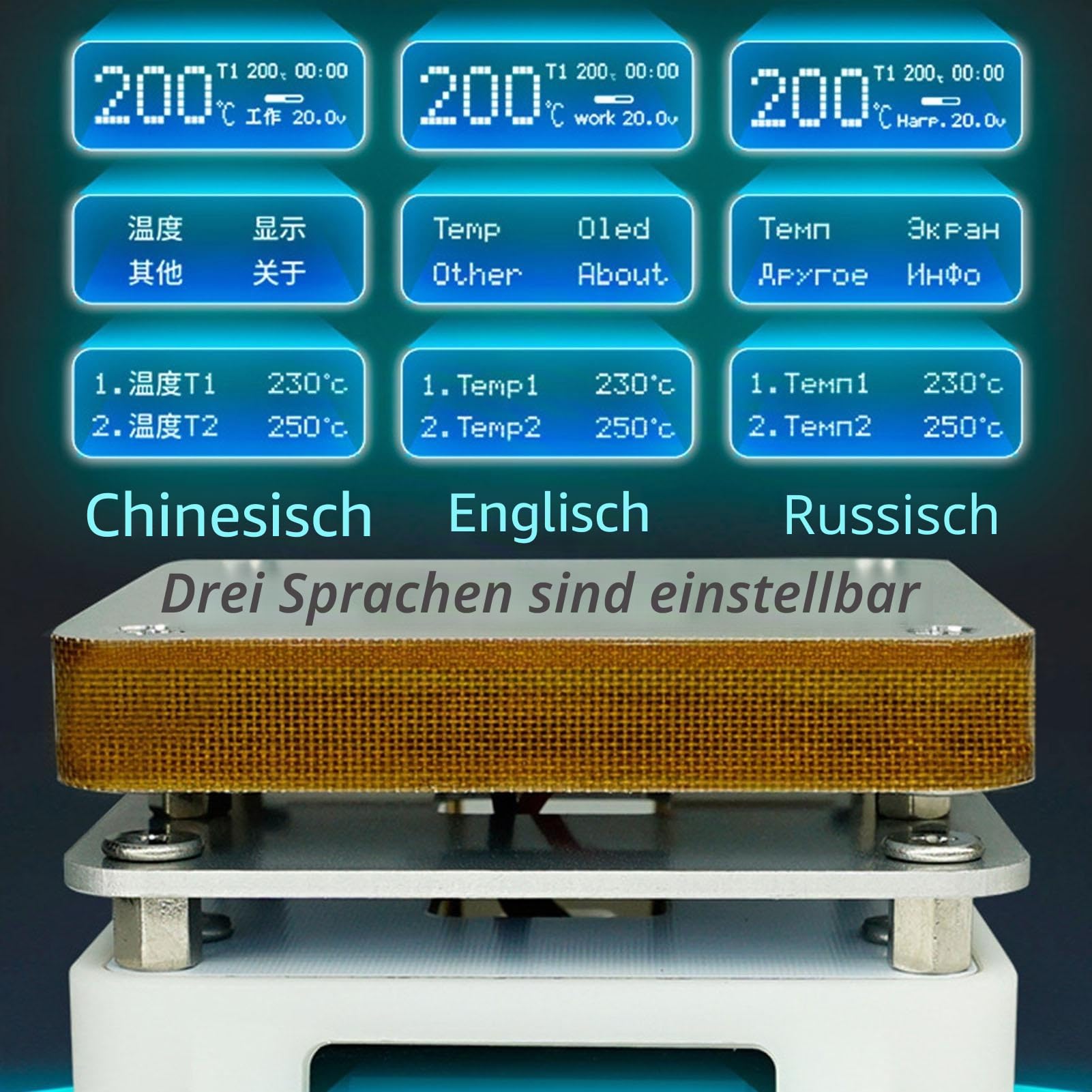 PCB Heizstation, 95W Lötstation Heizplatte, T55 Heizplatte Löten SMD, 25V Rework Heizung, Vorwärmen Lötstation, Labor-Heizplatten, Mini-Heizplatte, 55x55MM mit OLED-Display für Reparatur DIY Labor