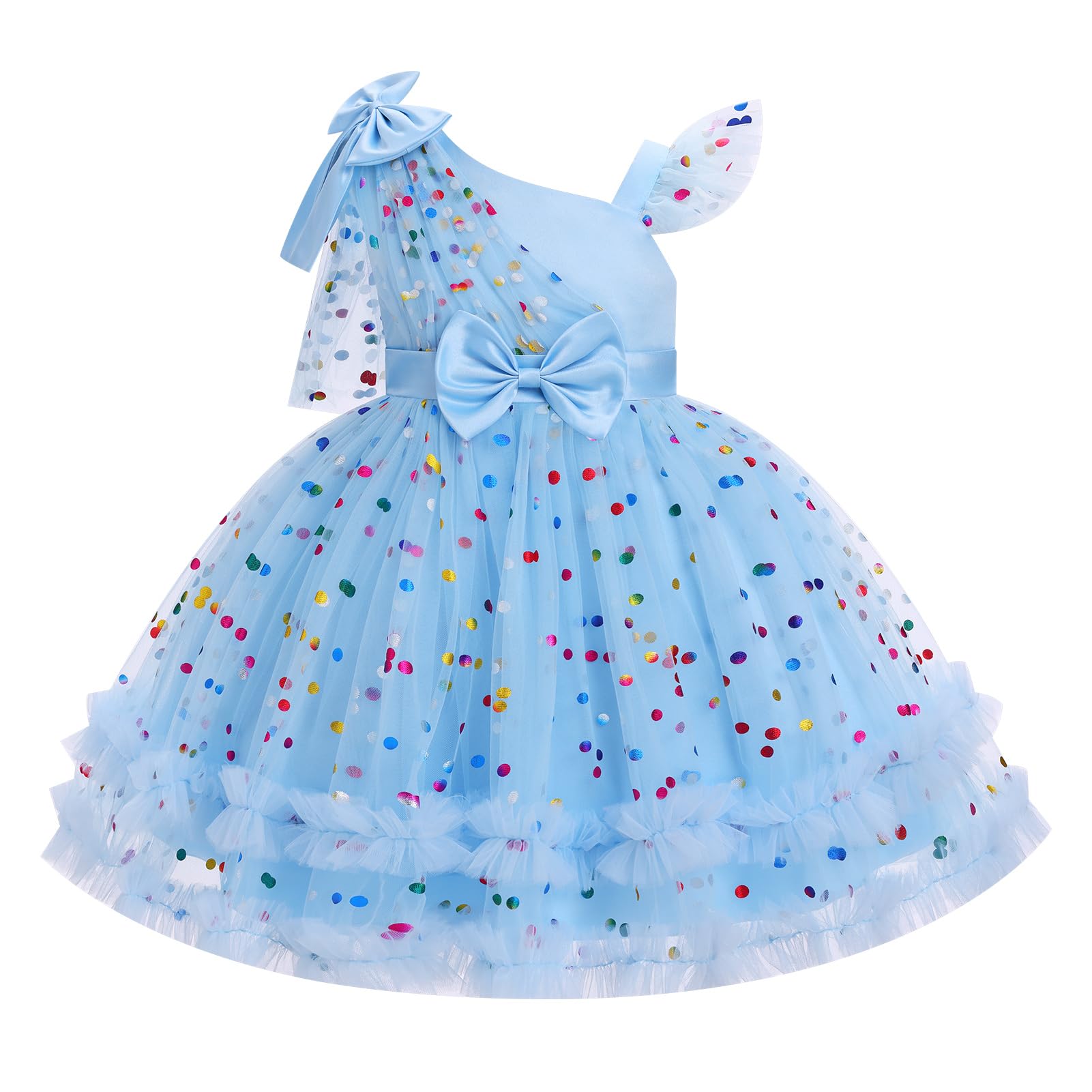 Toddler Baby Girls Sequin Heart Tutu Dress Pageant Wedding Flower Girl Dresses Princess Birthday Party Bowknot Gowns