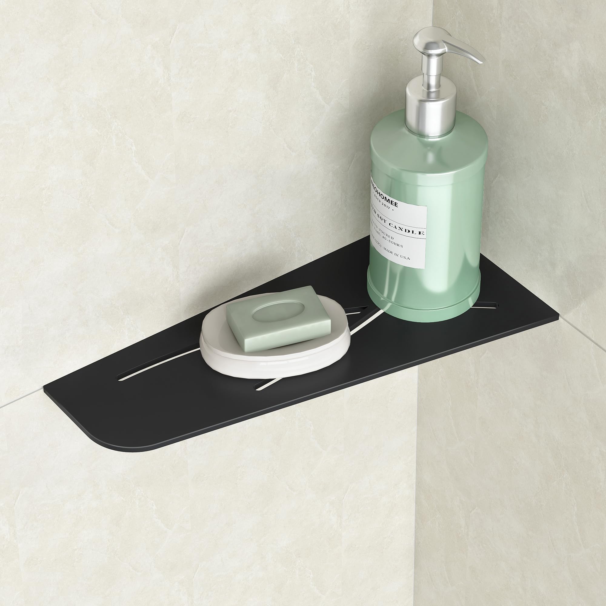 Étagère de douche d'angle en acier inoxydable 304 noir pour rangement de salle de bain sans perçage