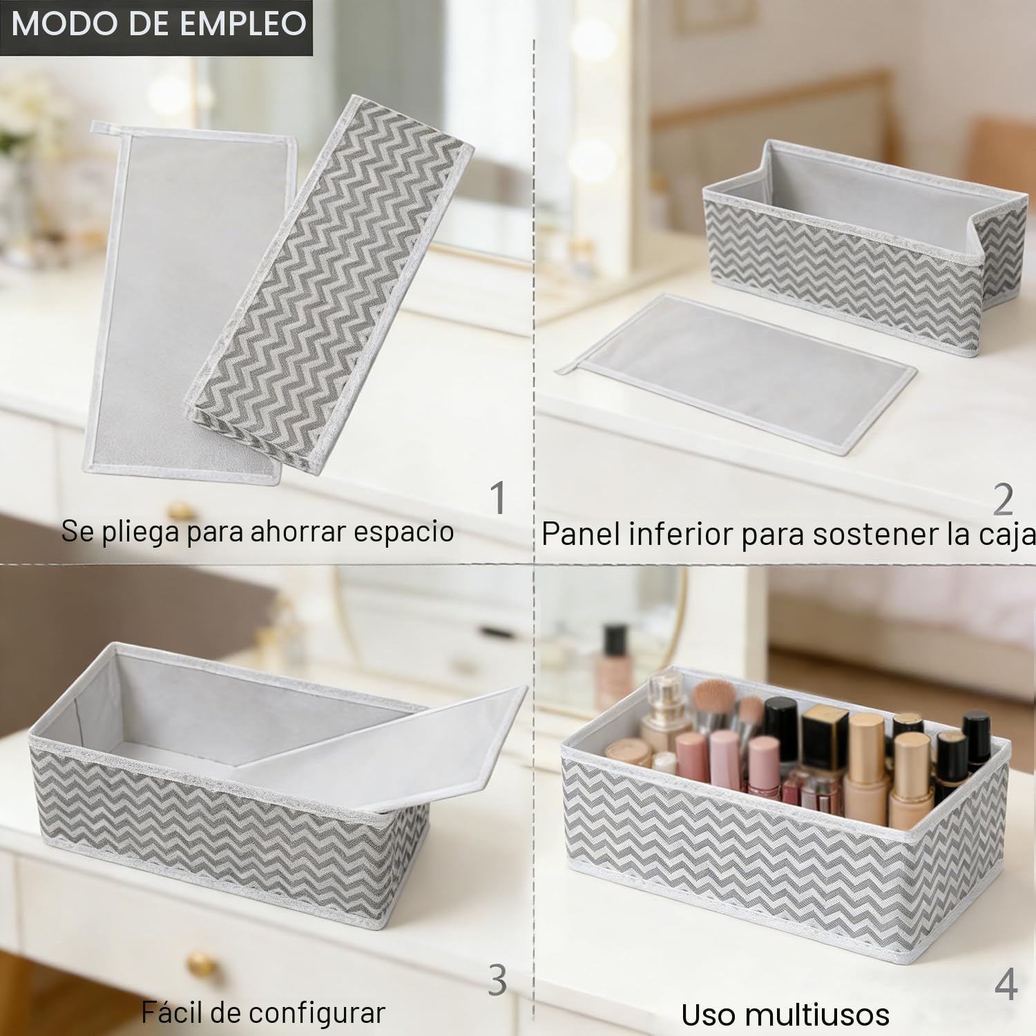 Evance 12 Plegable Organizador de Cajones Tela Ropa Interior Sujetadores Gris