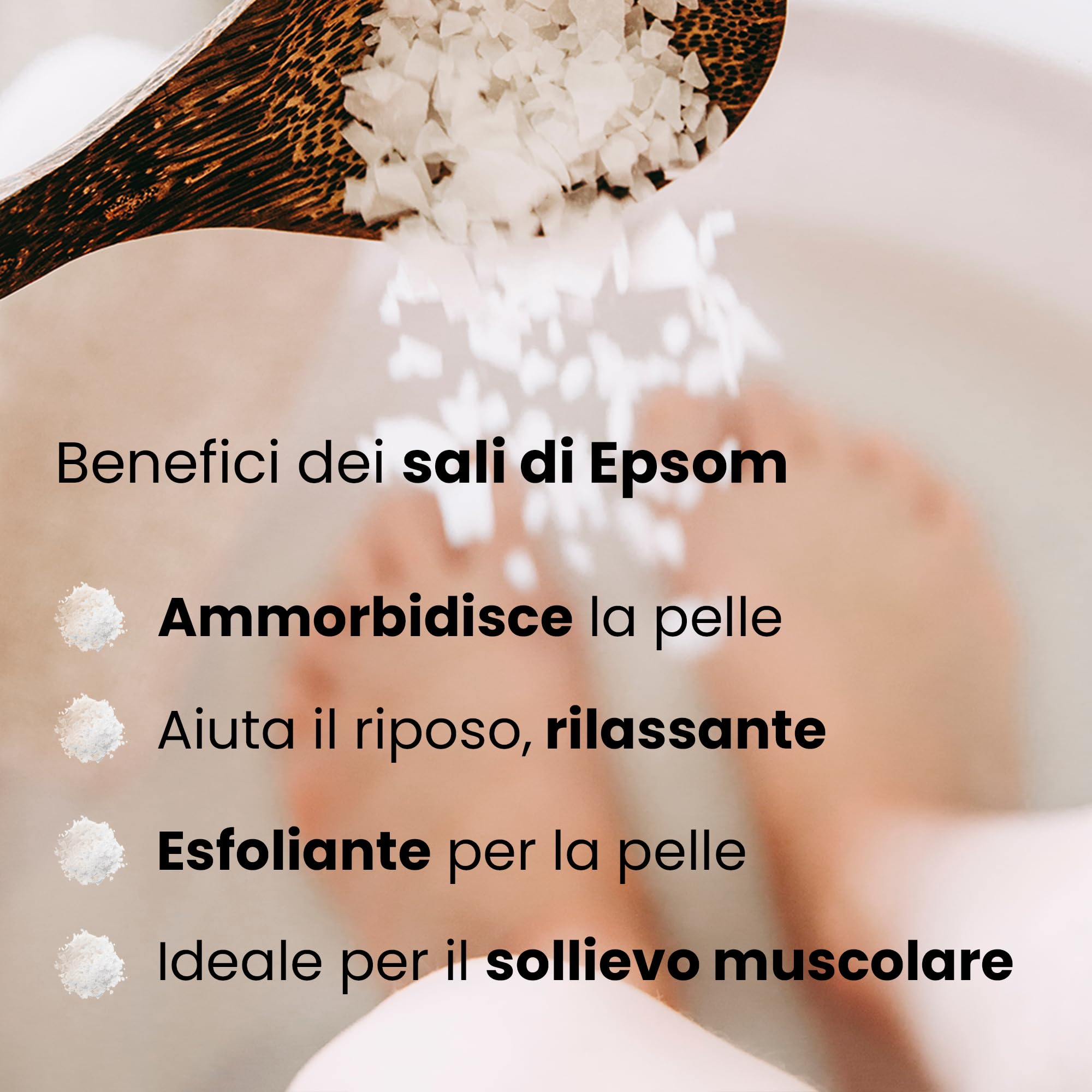 Sali da Bagno, Sali di Epsom, Detox, Magnesio Naturale, Rilassante Muscolare, Pedicure Antimicotico, Fertilizzante per Piante, 7000g