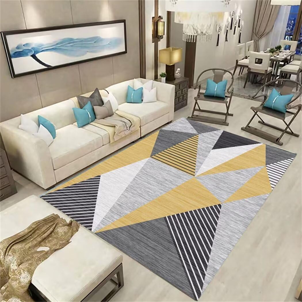 Tapis et moquettes jaune gris antidérapant avec motif géométrique moderne