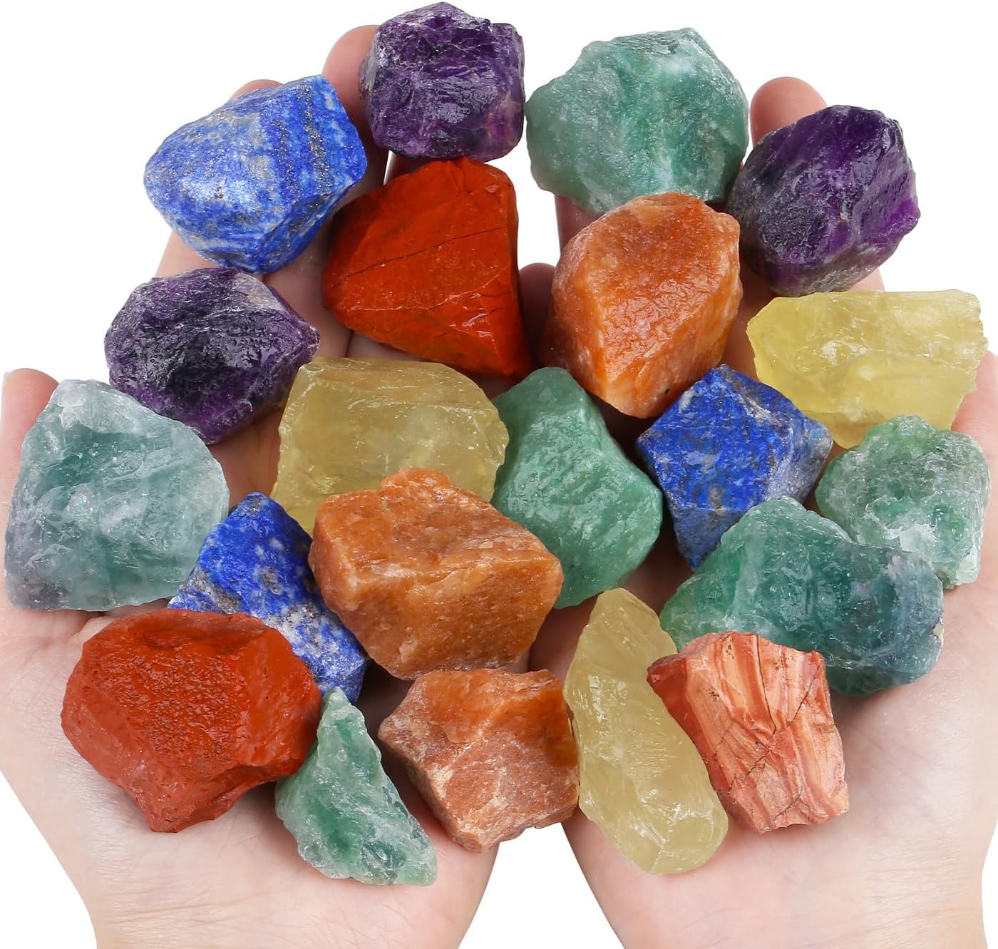 QINJIEJIE Piedras naturales en bruto de 0.9 libras, 7 chakras, piedras naturales en bruto a granel, rocas grandes de 1 pulgada, piedras preciosas de