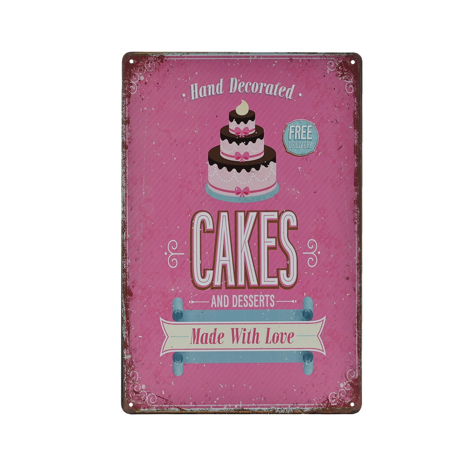 SMAZDFXX Vintage Metal Sign - Cakes Bakery Shop Retro Tin Decorative Sign Wall Decor Metal Plate 5.5"x8"