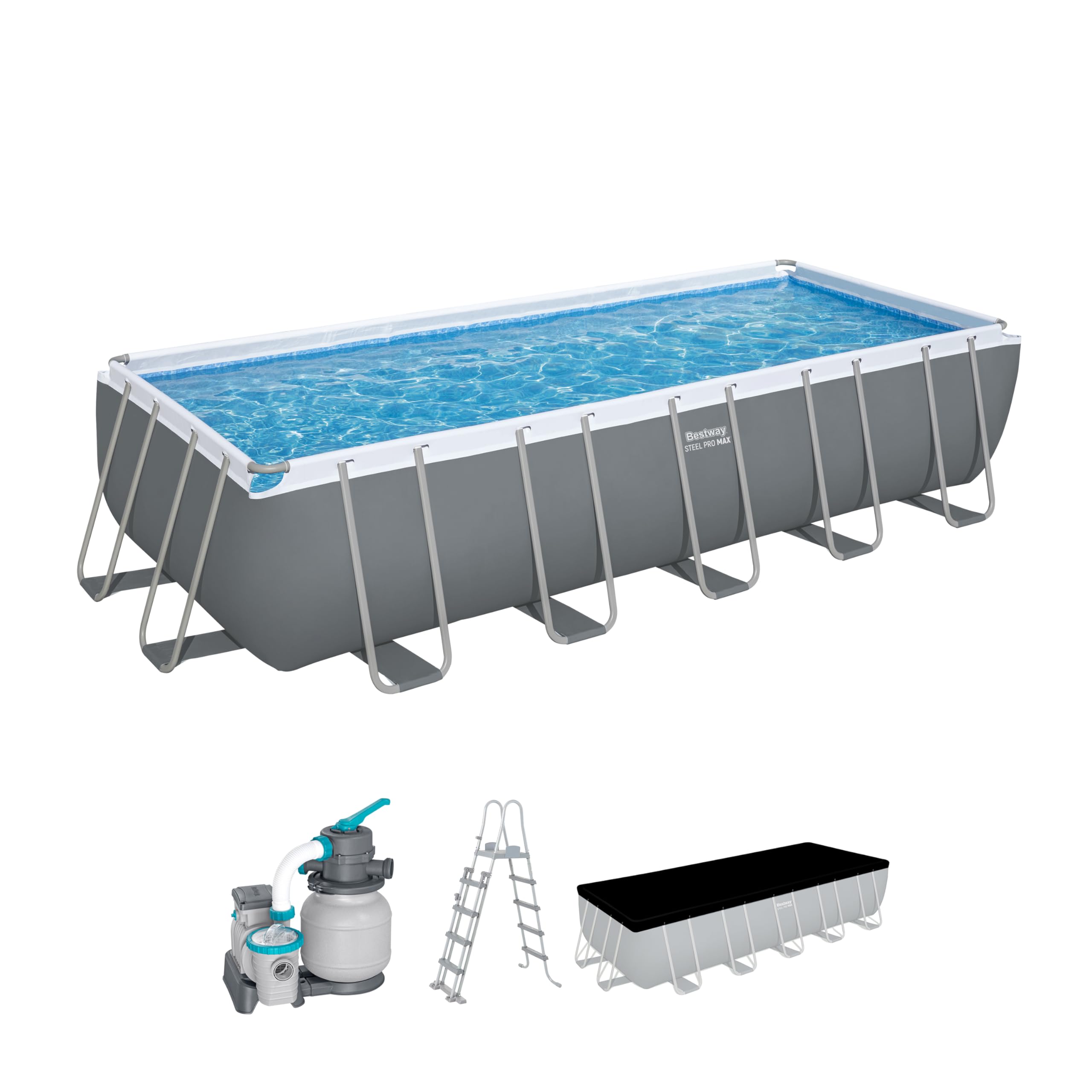 Bestway Power Steel Kit Piscine Hors Sol - 640 cm x 274 cm x 132 cm - Gris foncé
