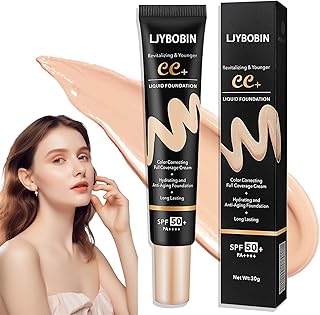 Hydrating CC Cream with SPF 50+ PA++++,Waterproof Flawless Concealer Full Coverage BB Cream for All Skin Types,Long Lasting Moisturizing Full Coverage Liquid Foundation for Men & Women（Natural）