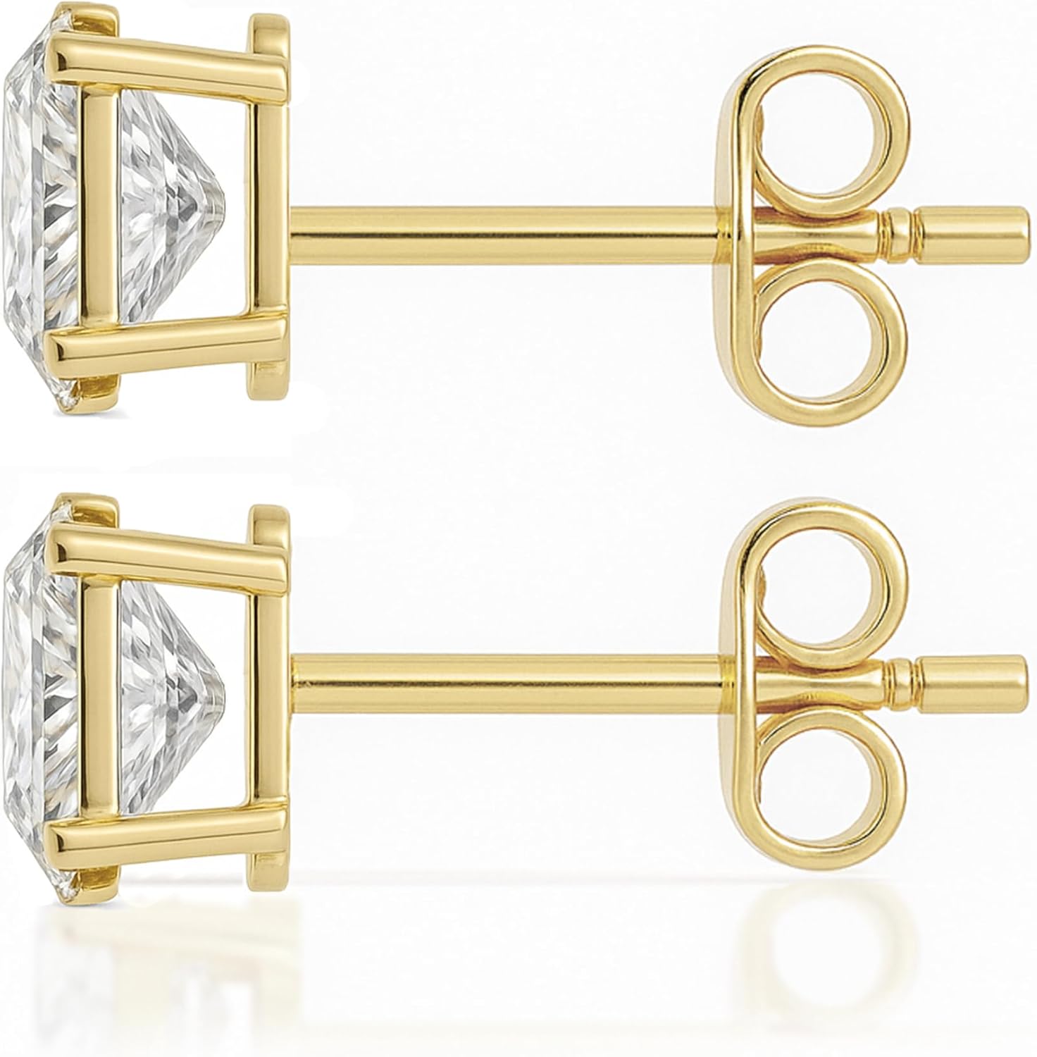 14K Solid White or Yellow Gold Lab Grown Moissanite Stud Earrings – Round, Oval, or Cushion Cut – Screw Back or Push Back – Luxury Fine Jewelry Gift for Women – by Jewelaura - Image 3