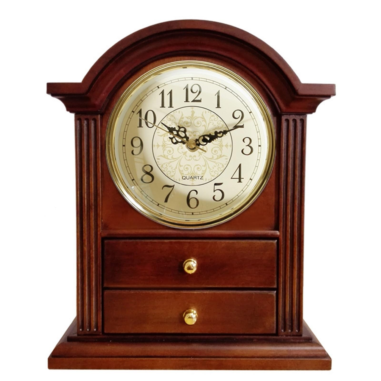 VHdryEDT Vintage Mantel Clock Fireplace European Clocks Furniture Accessories Silent Classical Quartz Household Table Easy To Read