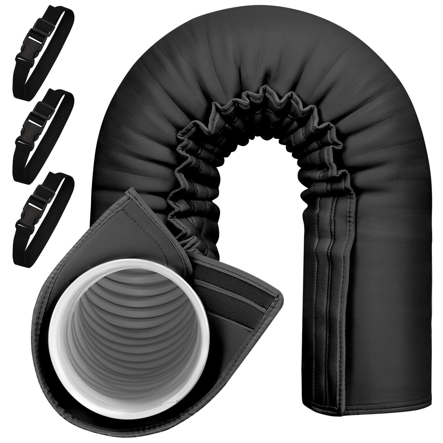 Sixfox Black Portable Ac Hose Insulation Sleeve For 5" & 5.9" Exhaust Duct