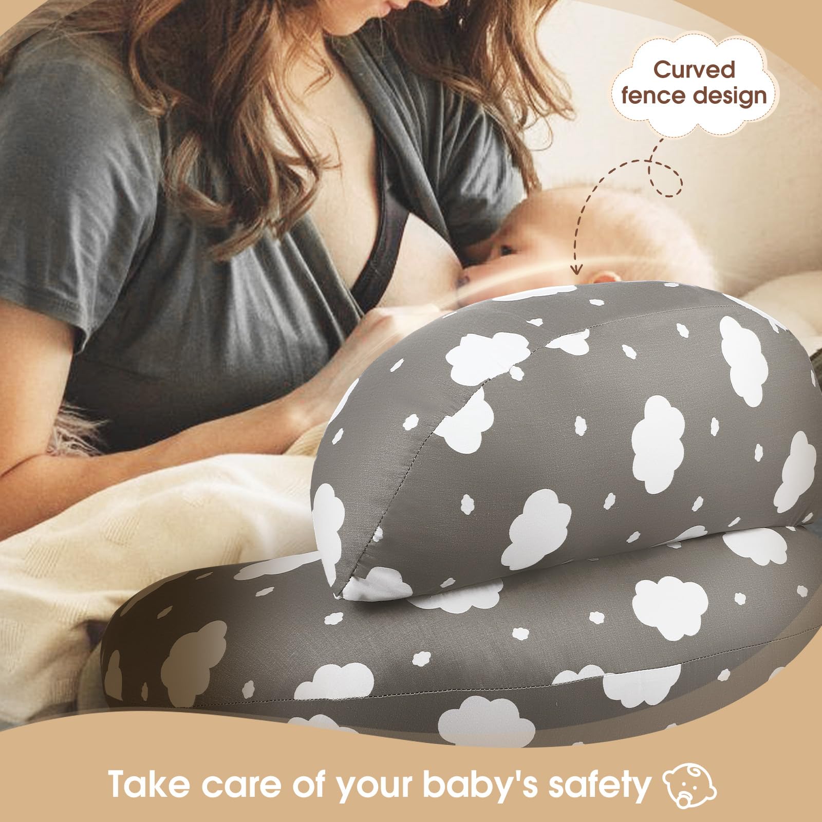 Almohada de lactancia para bebé, almohada ergonómica de lactancia y posicionamiento, almohada de embarazo, almohada de sueño lateral, pequeña almohada antireflujo de 45° para bebé.