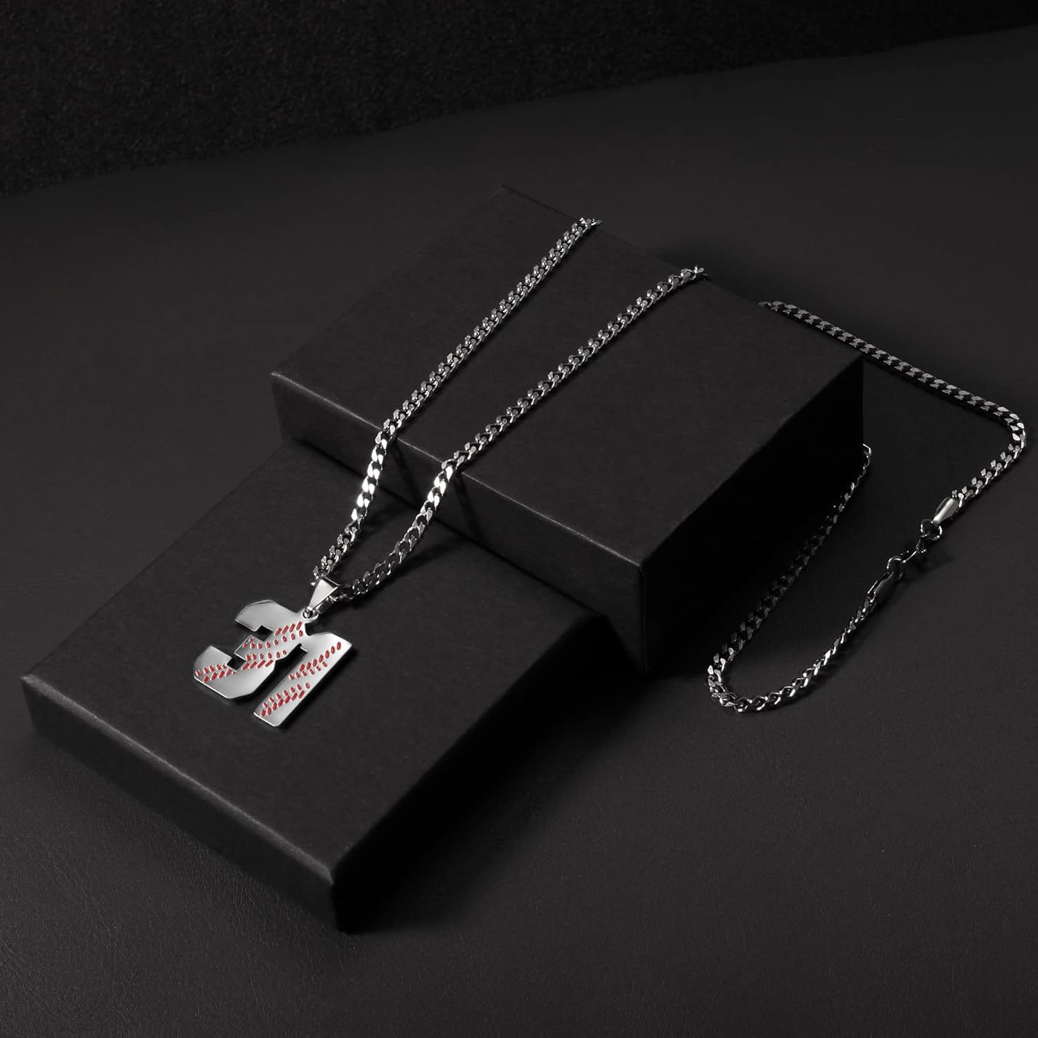 Btysun Baseball Necklaces Baseball Jersey Number 0-99 Charms Pendant Stainless Steel Necklace for Men Baseball Gifts Dad Husband Christmas Gift for Him Mens Jewelry - Image 2