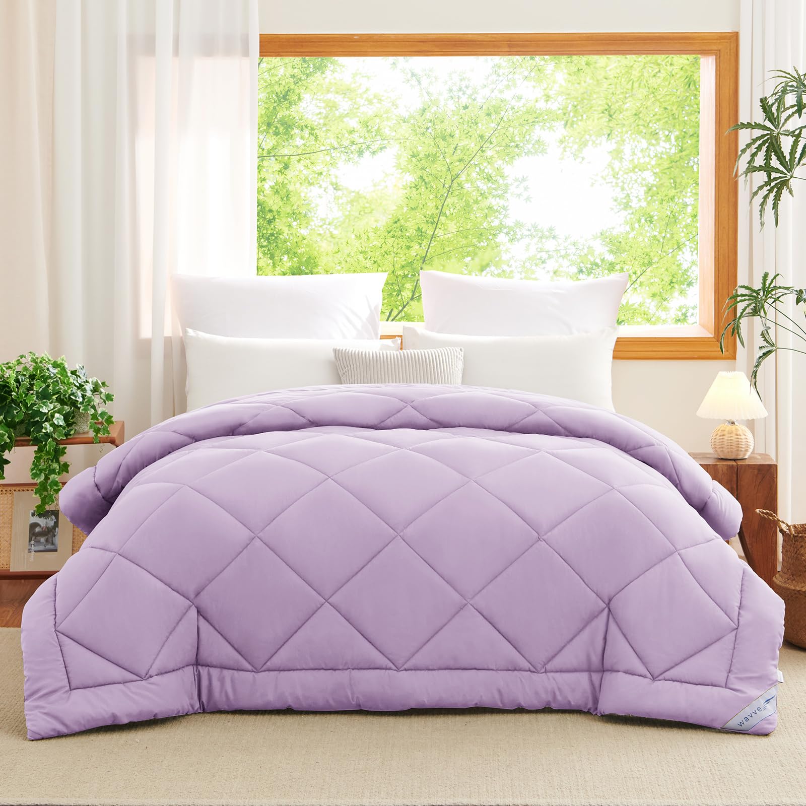 WAVVE Bettdecke 220x240 cm Ganzjahresdecke 4 Jahreszeiten, Steppdecke 300gsm Mikrofaser 240x220cm, Super Weiche Zudecke Schlafdecke Atmungsaktive 220 x 240 Lila