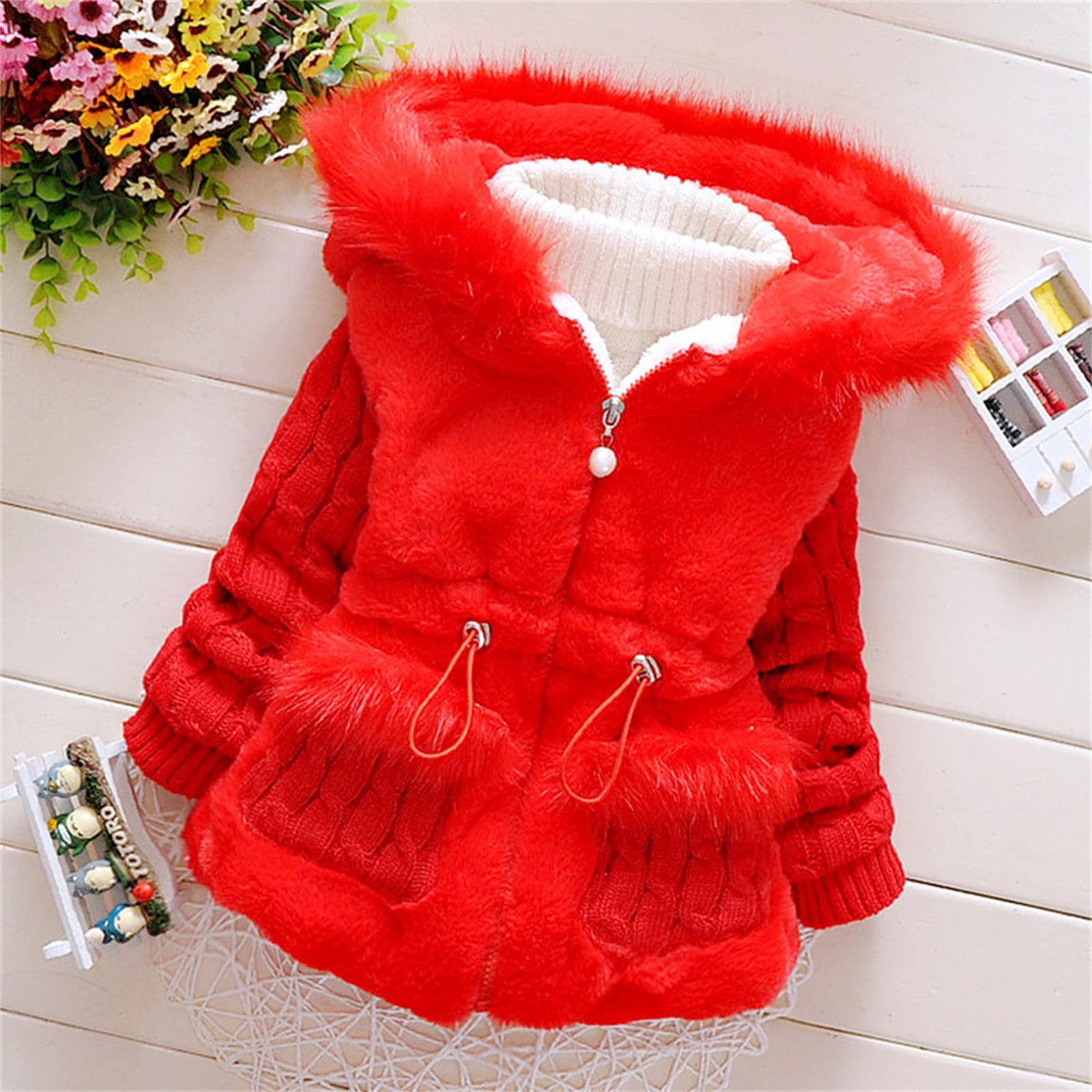 HYYSXBW Baby Girls Infant Winter Knited Fur Outerwear Coats Snowsuit Clothing Jackets