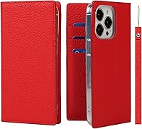 Vista 19 de iCoverCase Funda tipo cartera compatible con iPhone 13 Pro Max con ranuras para tarjetas, funda magnética de piel auténtica con bloqueo RFID, Naranja