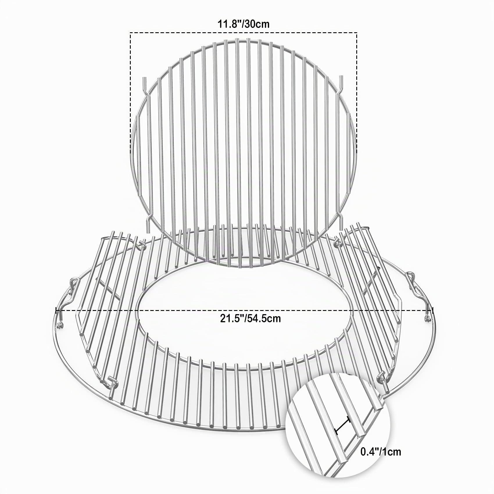 Onlyfire Griglia Barbecue Acciaio Inossidabile 54,5 cm Doppia Apertura Manico Staccabile Weber Gourmet BBQ System