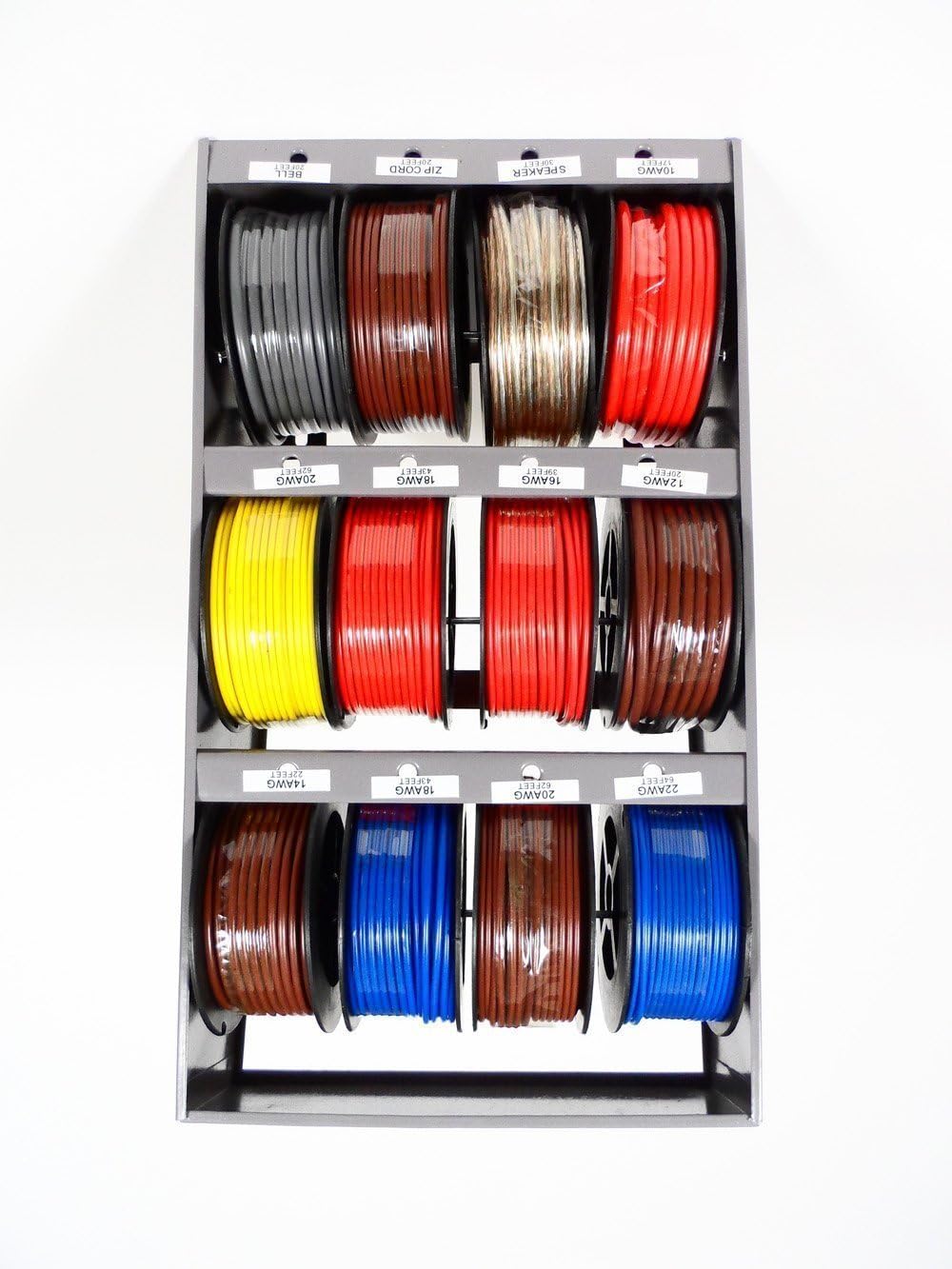 12 Spools of Wire on Rack 10 to 22 AWG (Boats, RVs, Etc.)