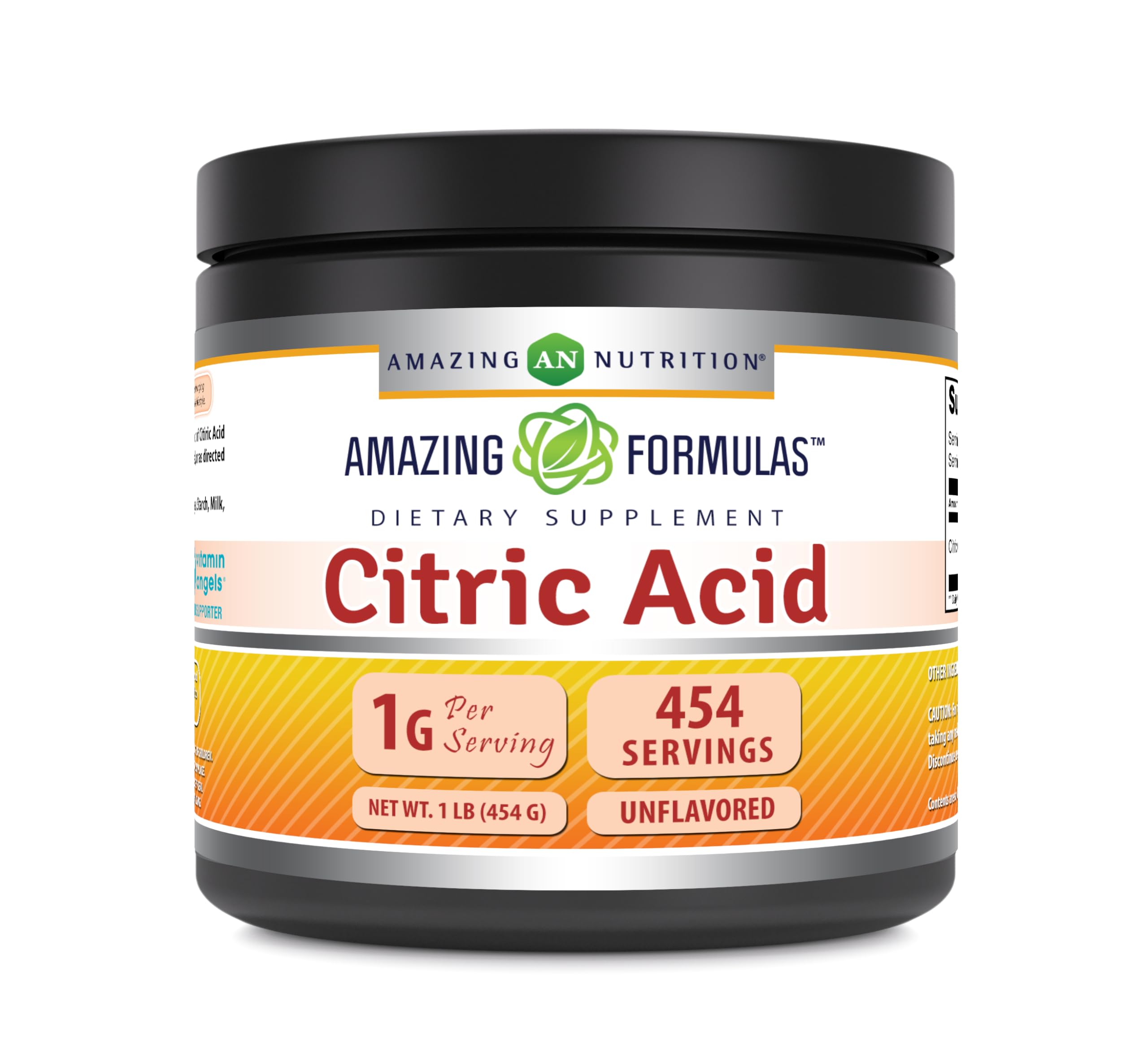 Amazing Formulas Citric Acid Powder Supplement | Food Grade | Unflavored | 1 Lb (454 G) | Non-GMO | Made in USA