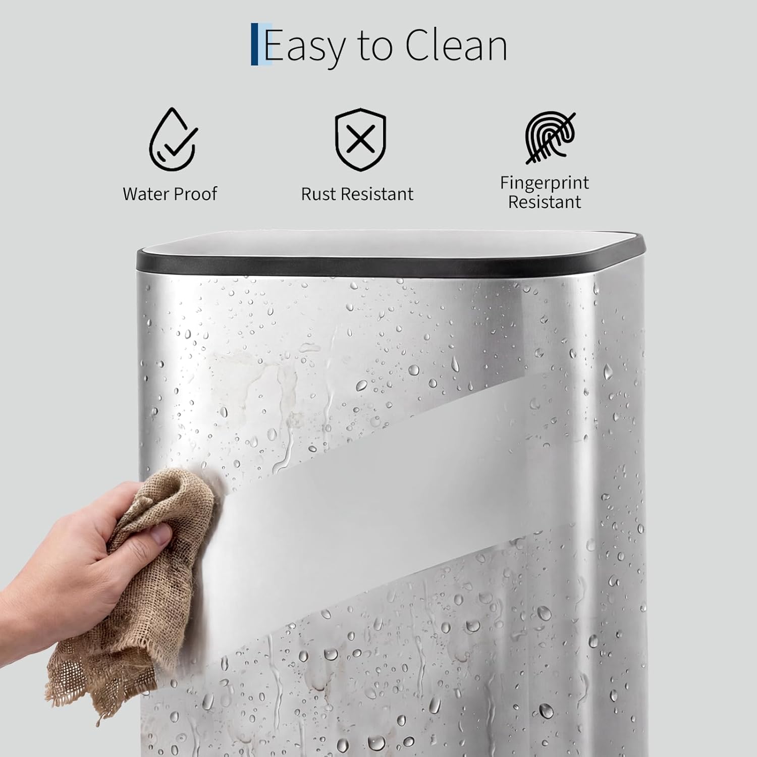 GarveeHome 14 Gallon / 50L Large Capacity Kitchen Garbage Can, Stainless Steel Step Pedal, Fingerprint Resistant Soft Close Lid with Removable Inner Bucket for Home & Commercial