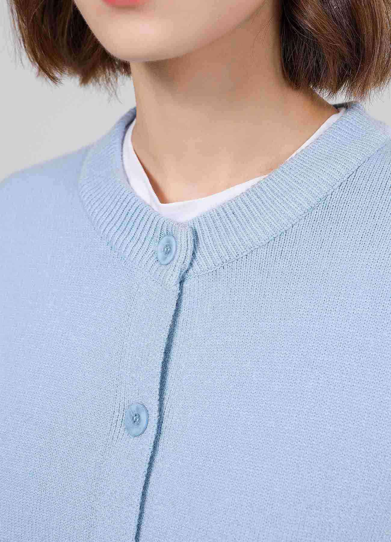 SMILING PINKER Cardigan boutonné à col Rond en Tricot côtelé avec Poches pour Femme