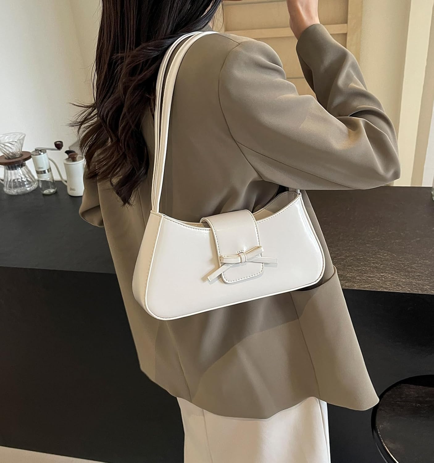 Shoulder Bag for Women, Hobo Handbags Trendy Y2K Purses Patent Leather Clutch Bag Cute Bow Purse - Image 2