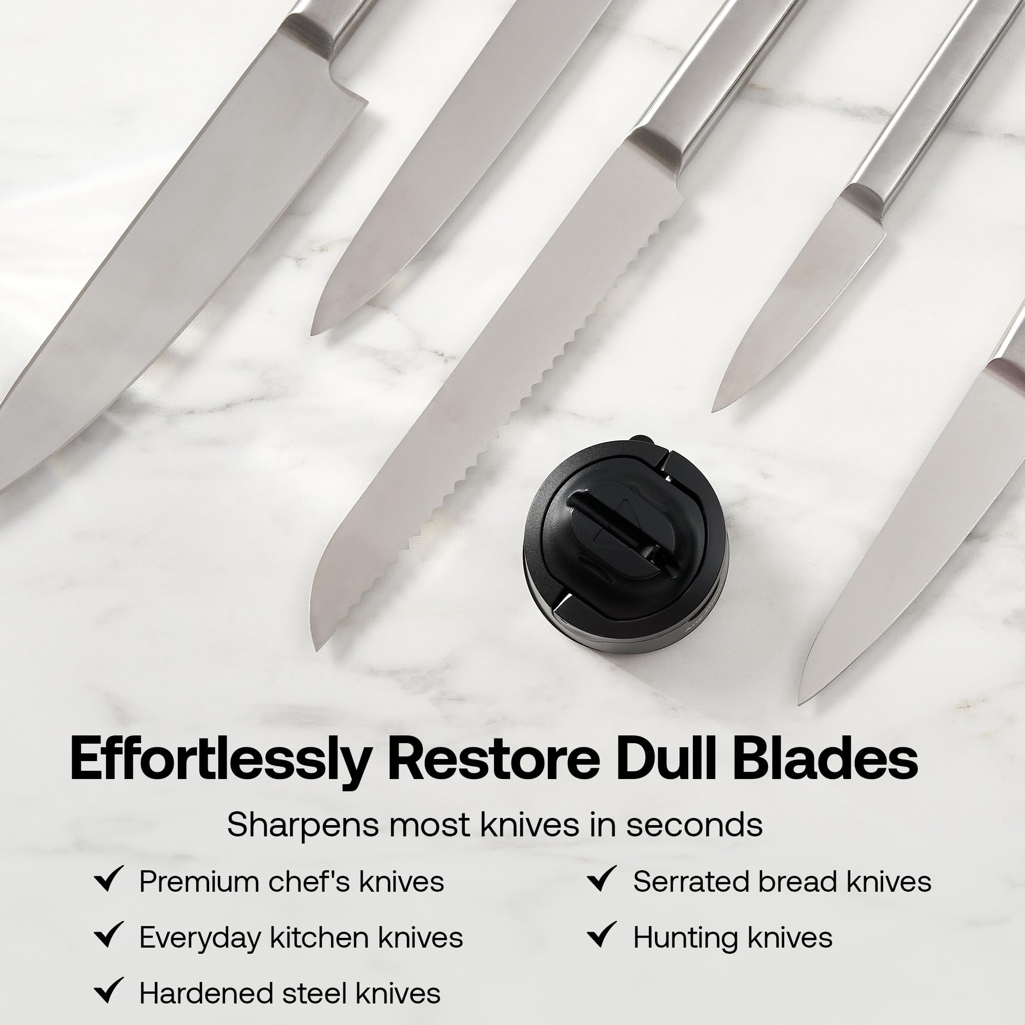 AnySharp Knife Sharpener, Hands-Free Safety, PowerGrip Suction, Safely Sharpens All Kitchen Knives, Ideal for Hardened Steel & Serrated, World's Best, Compact, One Size, Silver — view 30