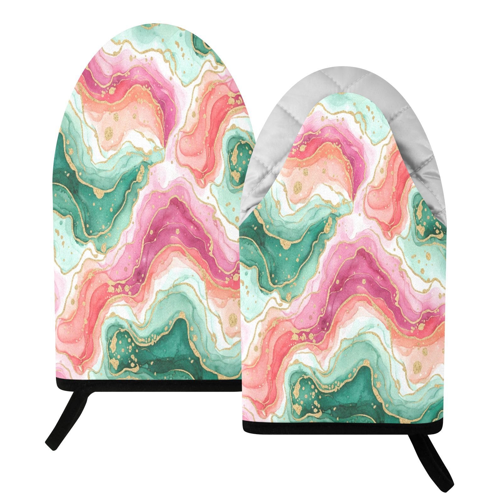 BURSTDDY Marble Oven Mitt,Heat Resistant Kitchen Mitts for Cooking