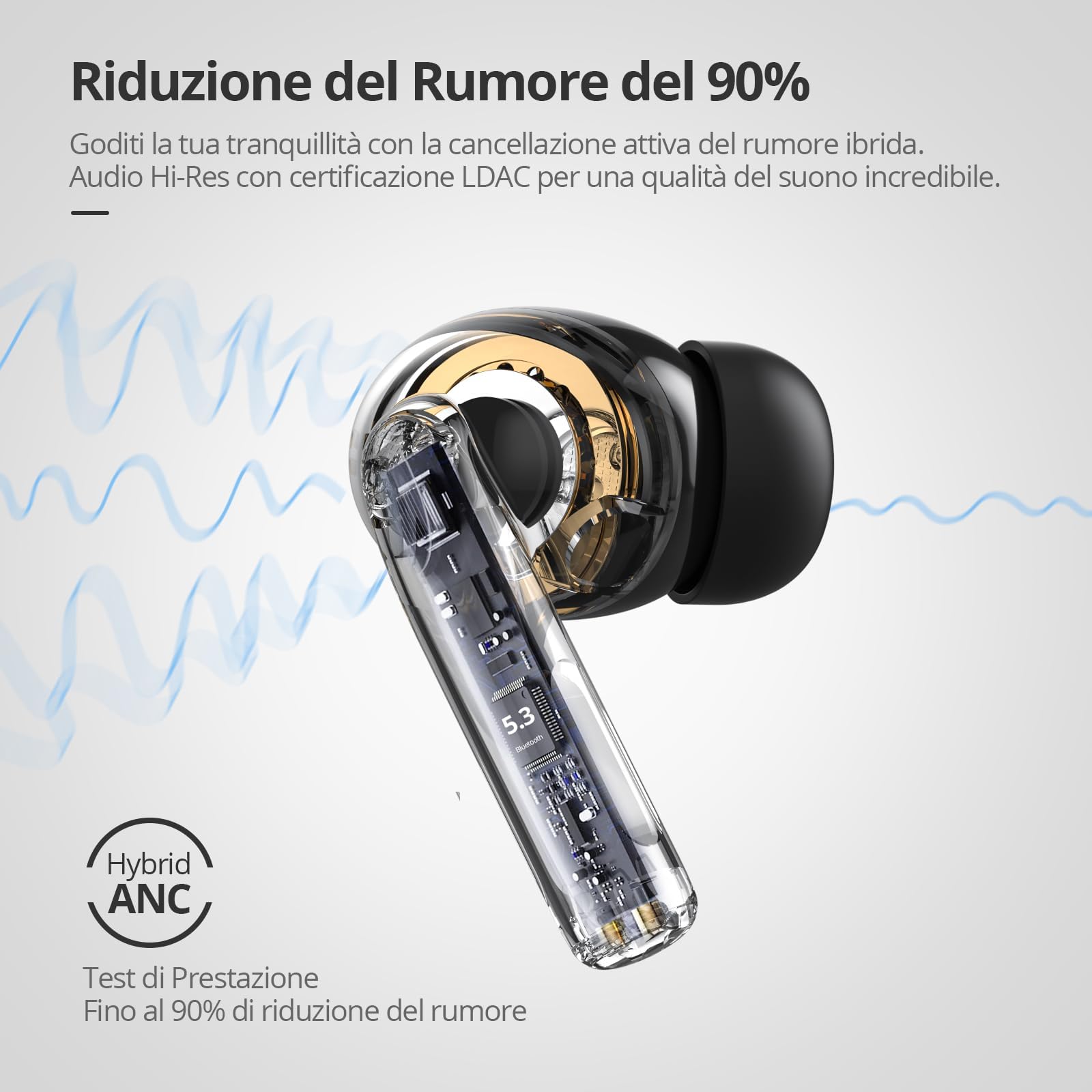 AsiceSound Ecouteurs Bluetooth sans Fil, Casque Bluetooth 5.3, 72 Heures, 4 ENC Appel Réduction Antibruit Mic, Basses Profondes, Ajustement Confortable, IPX8 Étanche Casque