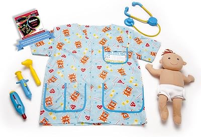 Melissa & Doug Pediatric Nurse Costume & 1 Scratch Art Mini-Pad Bundle (08519)