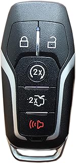 Replacement Keyless Entry Remote Smart Key Fob Shell Case Fit for Ford F150 Fusion Explorer Mustang Lincoln MKZ MKC 5 Buttons Button Pad Cover (Black, 5 Buttons)