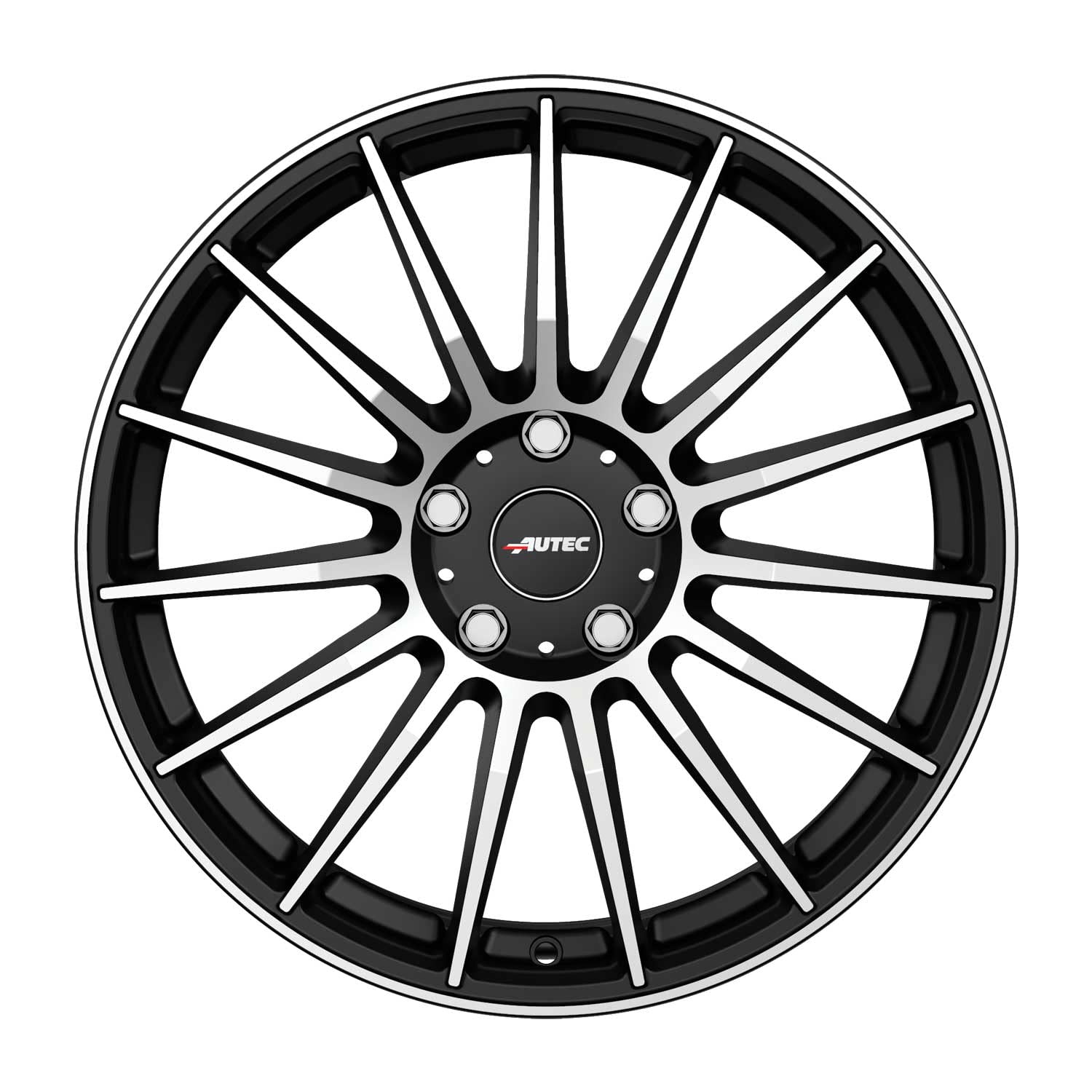 4x AUTEC Felgen Alufelgen LAMERA 8.0x19 ET30 5x112 Schwarz matt poliert kompatibel mit Skoda Kodiaq Octavia Karoq Enyaq Superb Yeti