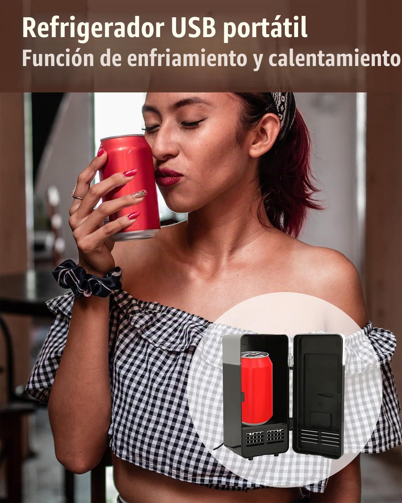 Mini Nevera USB, Mini Frigorífico Portátil con Refrigeración Aislada, Nevera USB Refrigerada por Semiconductor de Bajo Ruido para Coches, Hogares y Oficinas