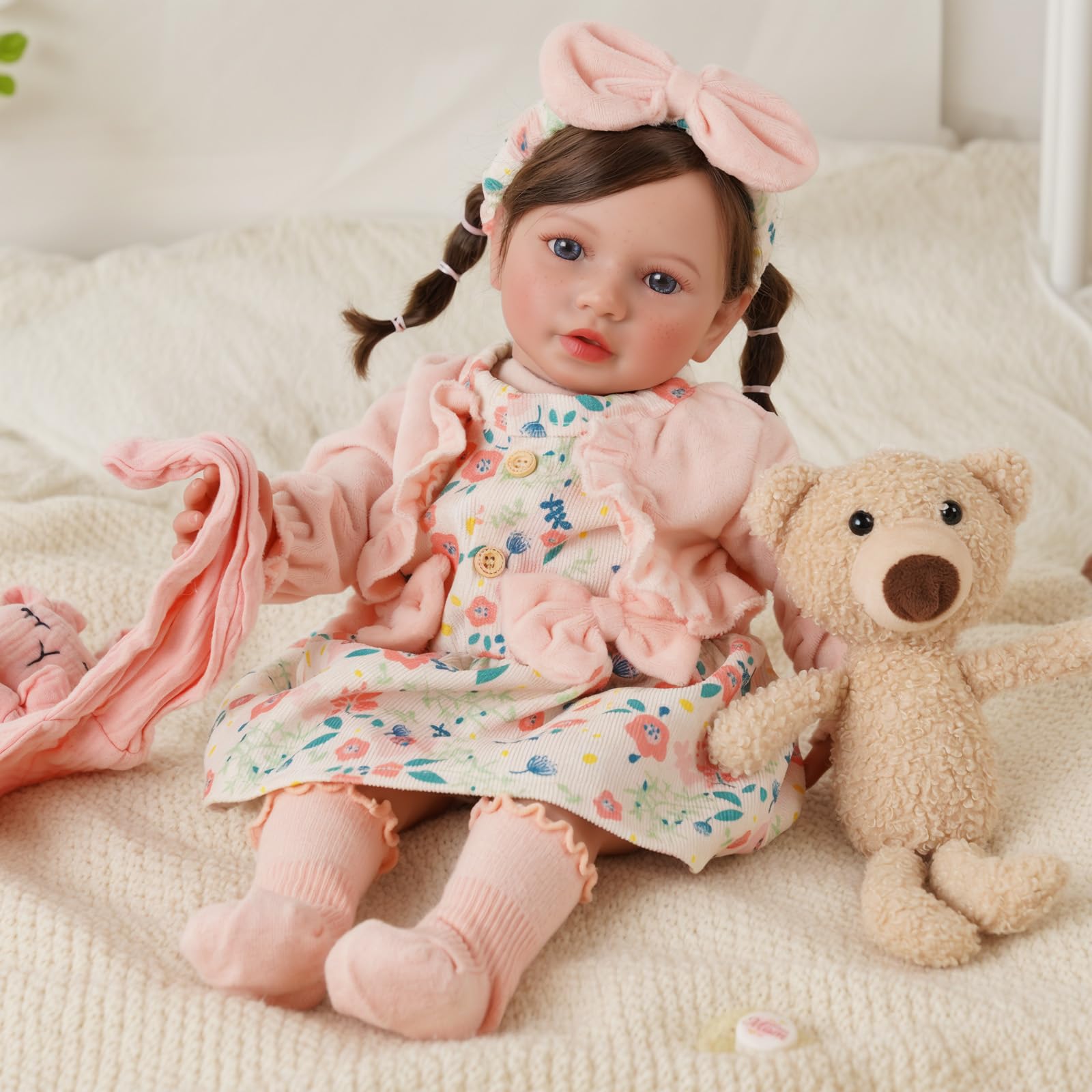 BABESIDE 20-Inch Lifelike Reborn Baby Doll, Reborn Girl with Long Hair - Image 4