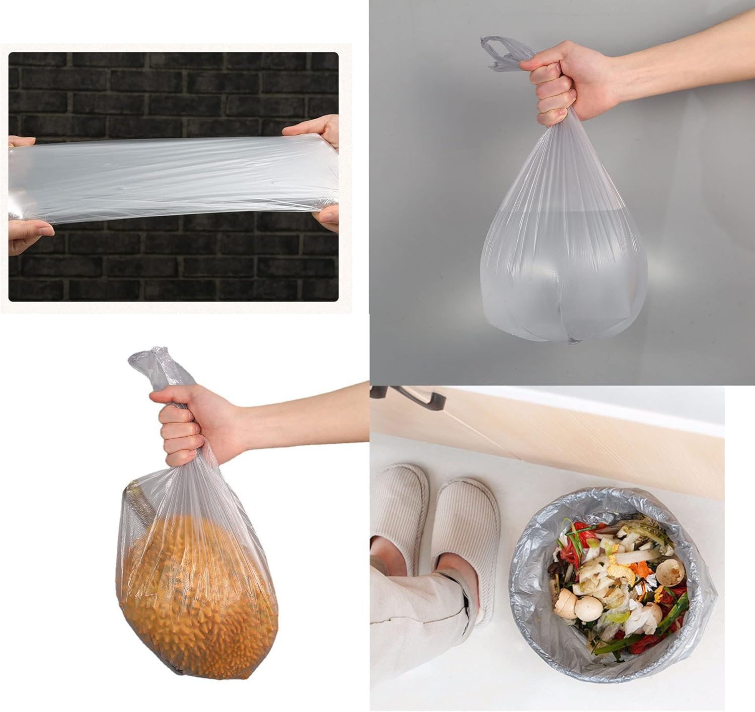 4 GALLON Bathroom Trash Bags, 5 Rolls/100 Counts Small HANDLES Garbage Bags for Office, Kitchen,Bedroom Waste Bin,Colorful Portable Strong Rubbish Bags (silver 100Counts)