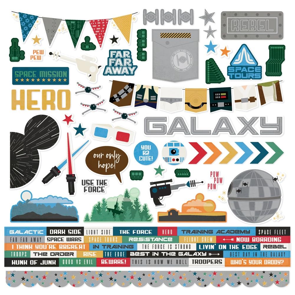 Autocollants Say Cheese Galaxy Simple Stories pour scrapbooking 30x30 cm