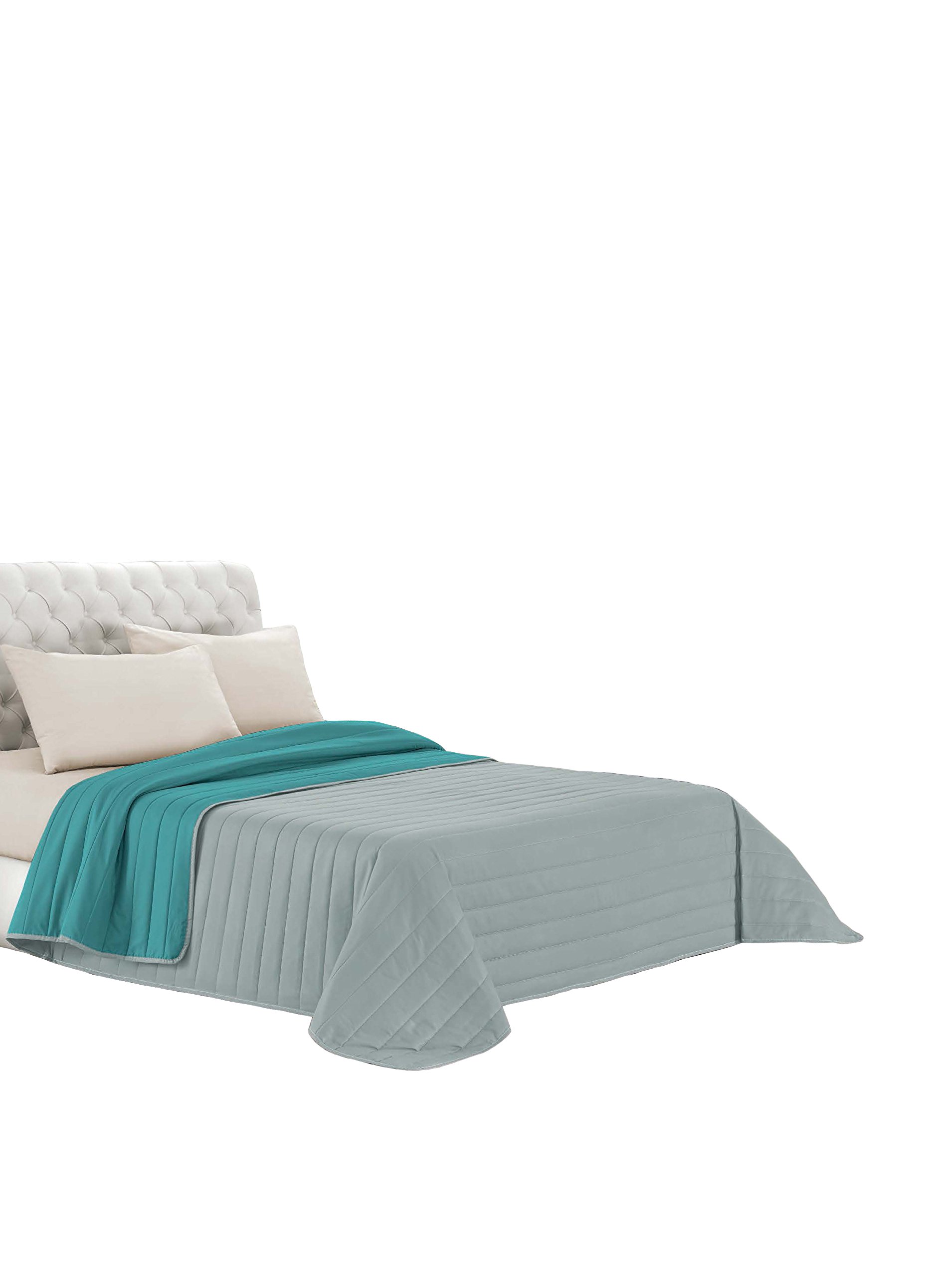 Elegant Summer Quilt Light Grey/Water, Single, Green