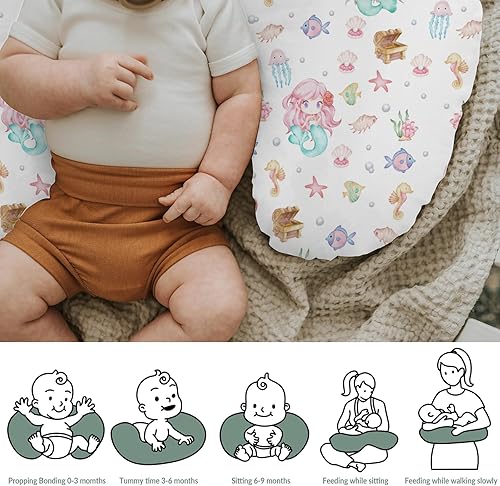 Miniatura 6 de Lindas fundas de almohada de lactancia de sirenas para niños y niñas, sirenas místicas, peces, caballo de mar, medusas, funda de almohada de