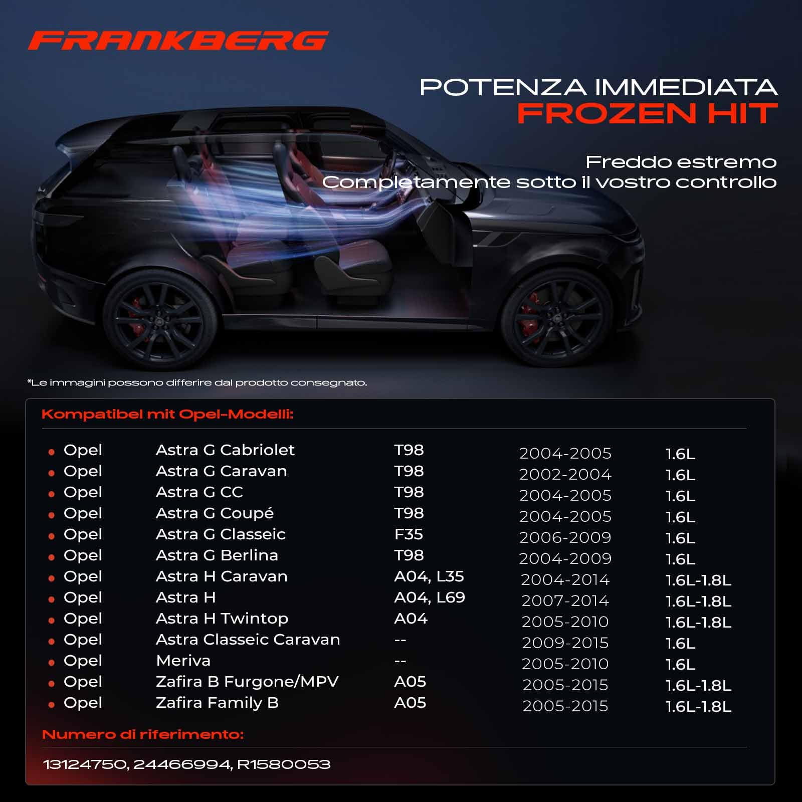 Frankberg Compressore per aria condizionata con frizione, benzina, | 24466994, Compatibile con: Astra Classic A04, Astra G Classic T98, Astra G Caravan T98, Astra G Classic Caravan F35