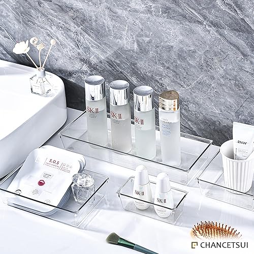 Miniatura 4 de CHANCETSUI Paquete de 18 organizadores de cajones de escritorio, organizador grande de cajones de plástico transparente, separadores, contenedores